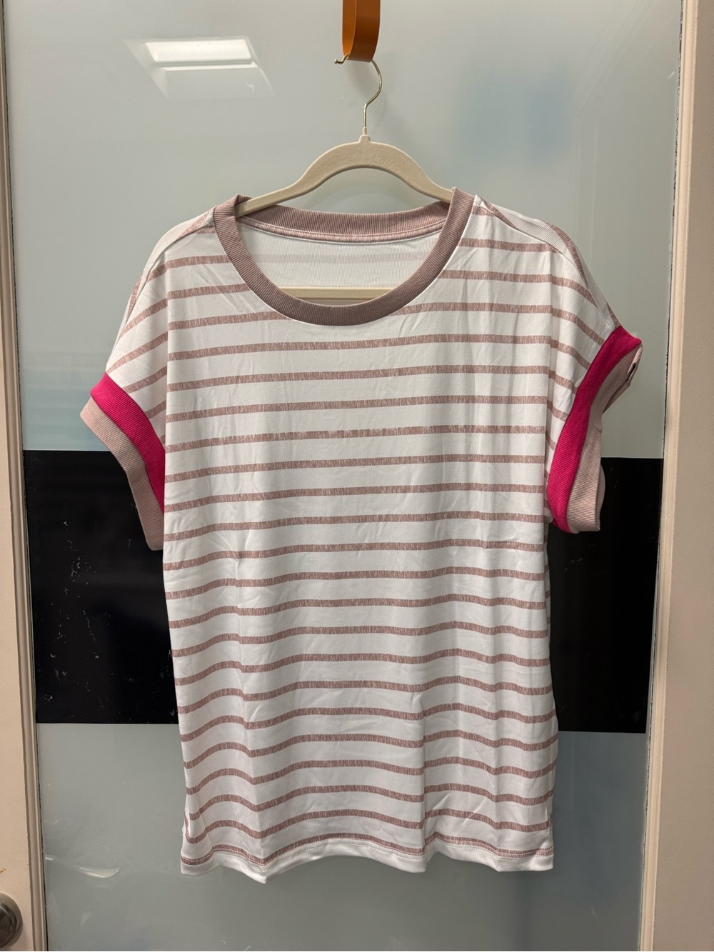 Women’s Pink Stripe Short Sleeve Tee